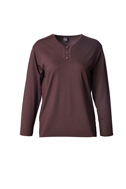 Trikolay Plus Size V-Neck 3-Button Mother Combed Cotton Blouse