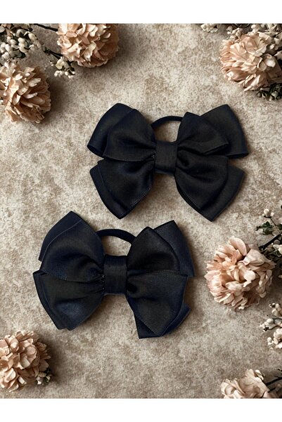 NYUZA مجموعة مشابك على شكل فيونكة سوداء مكونة من قطعتين