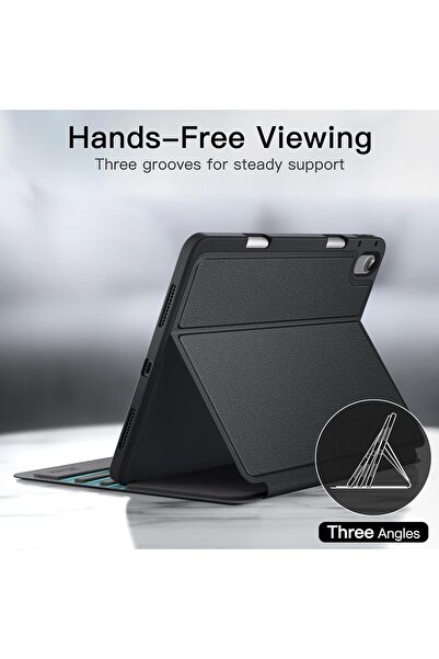 JETech iPad Air 11-inch Case (M3/M2 2025/2024 & 5/4 10.9) with Pencil Holder - Black