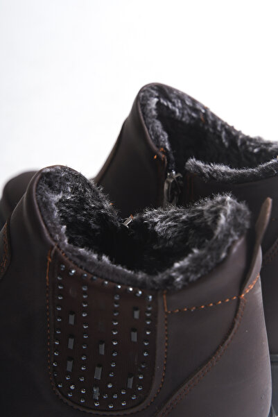 Solo Bag Ortopedik Su Geçirmez Özel tabanlı İçi Kürklü Soğuk Havaya Dayanıklı Kauçuk Taban Taşlı Anne Botu