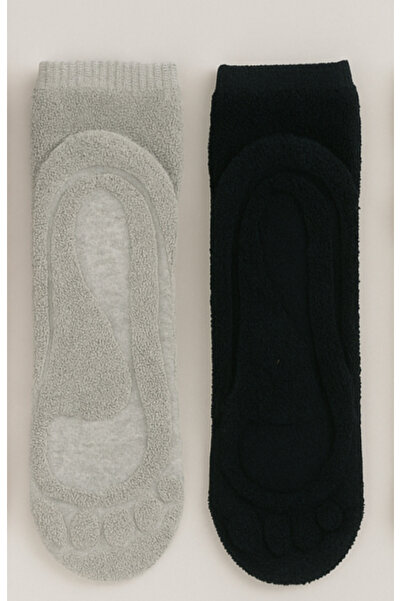 shefox 2 Pairs Women's Comfortable Towel Half-Toe Soft Home Socks