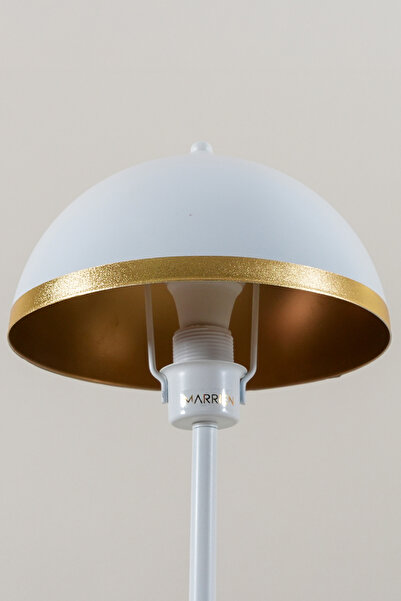 Marrien Luna Golden Tek Ayaklı Beyaz Metal Modern Lambader | Oturma Odası & Yatak Odası & Salon Lambası
