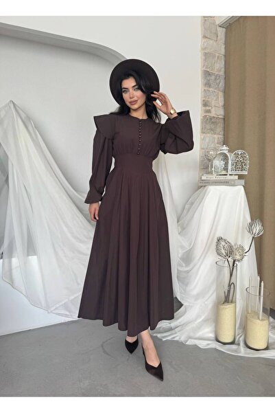 Lady Pixie Μακρύ φόρεμα με κουμπιά και λεπτομέρεια κορσάζ