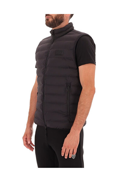 EA7 Men's Sleeveless Mock Neck Inflatable Zipper Closure Black1 Vest 7m000683 Af15953-Uc001