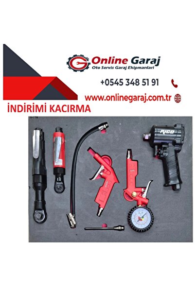Rico 1/2" 1100 Nm Mini Havalı Somun Sökme Tabancası | Dolu Takım Arabası Seti