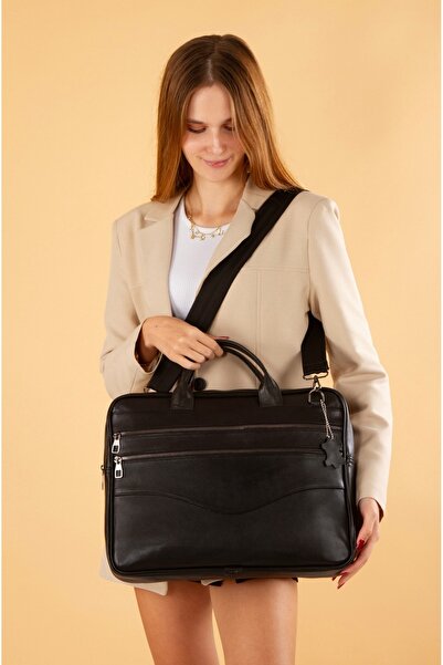 saraci leather craft Saraci Genuine Leather Laptop Briefcase – Genuine Leather Office and Travel Bag