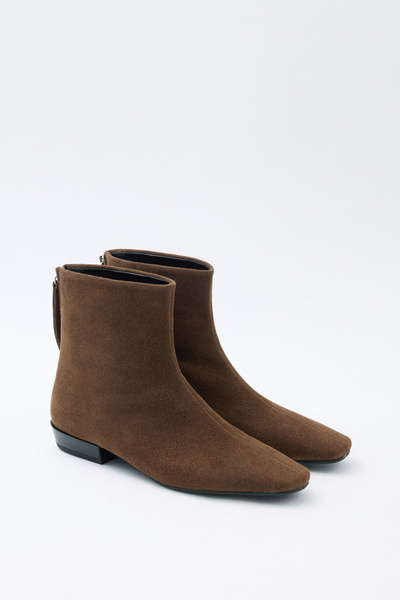 LUTVELIZADE Bot 2520 - Küt Burun Arka Fermuarlı Acı Kahve Süet Kadın Bot