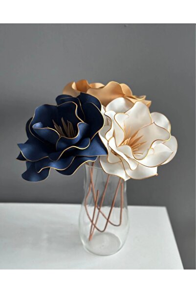 nesshomeeart Dekoratif Lüks Lateks Çiçek 3 Adet (Vazo Hariç)