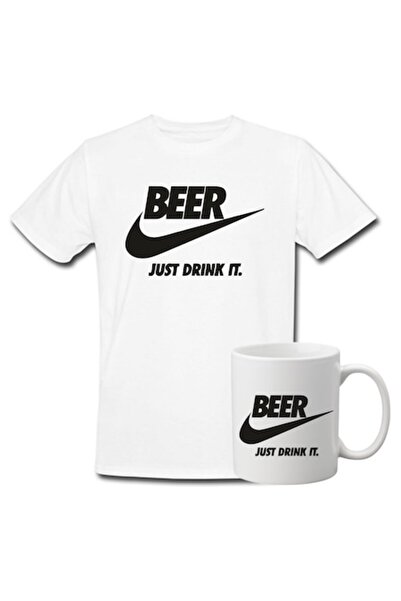 T&M Personalizare Set personalizat tricou + cană - „Bere, bea-o pur și simplu...