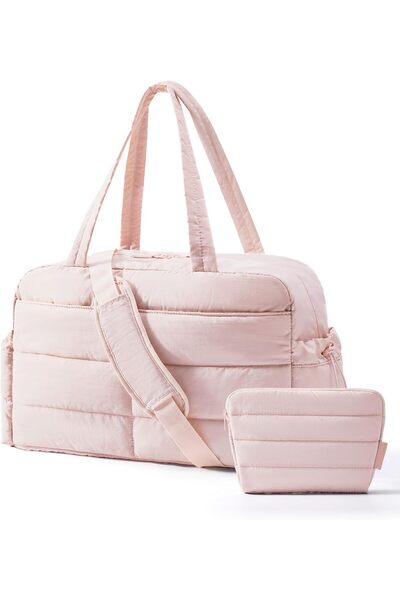 BAGSMART Travel Duffle Bag, 31L Gym/Weekender, Baby Pink