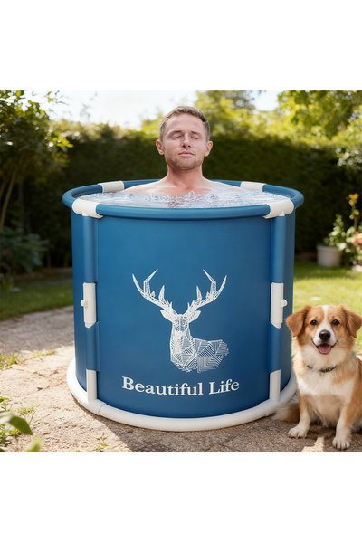 Sumkyle حوض استحمام محمول قابل للطي للاستحمام مع كابينة دش مستقلة مصنوعة من رغوة حرارية سميكة