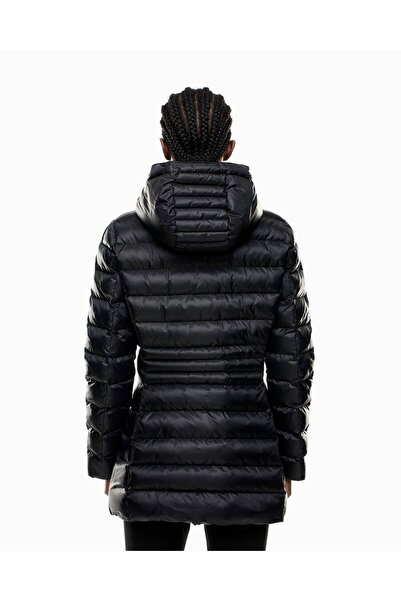 EA7 Men's Reversible Zipper Detachable Hood Long Sleeve Puffer Black Coat 7W000685 Af12475-Uc001