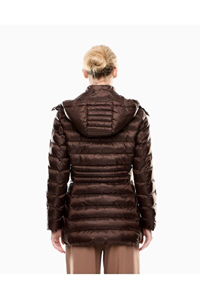 EA7 Men's Reversible Zipper Detachable Hood Long Sleeve Puffer Brown Coat 7W000685 Af12475-U6063