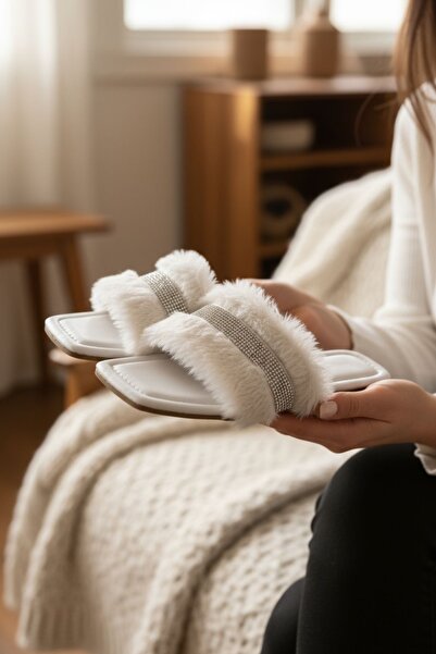 Modafırsat Women's Daily Slippers Plush Furry Guest Dowry Bundle Bride House Slippers