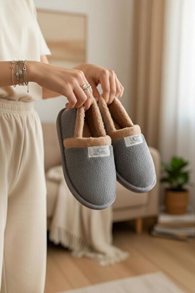 Modafırsat Γυναικείες μπότες εσωτερικού χώρου από βελούδινο μαλακό υλικό με μαλακή σόλα