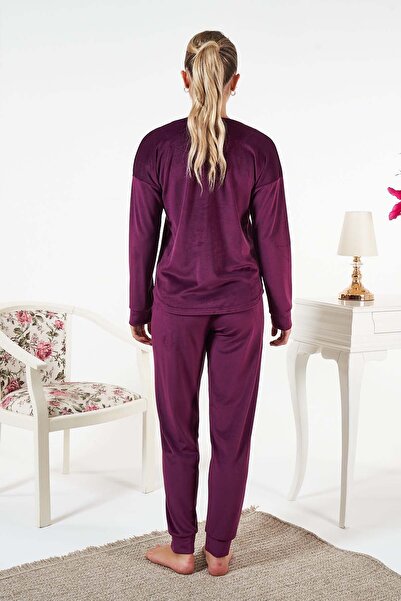REMSA Women's Velvet Printed 2-Piece Set 25383 Plum