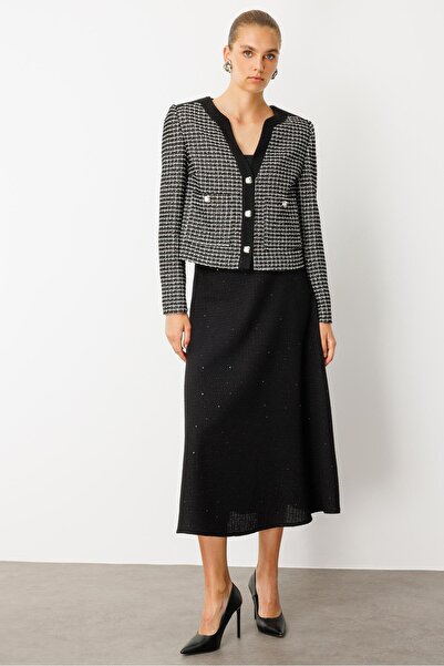 Moda İlgi Modailgi V Yakalı Düz Kumaş Garnili Torba Cepli Kısa Tuvit Ceket Sİ...