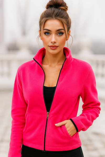 Rich Women's Full Zip Double Pocket Winter Fleece Cardigan