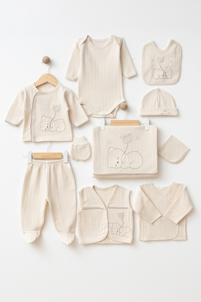 ZEYNUKO طقم زيبين للأطفال حديثي الولادة من 0-3 أشهر مع دمية دب بالونية، 10 قط...