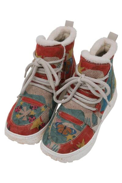 Dogo Γυναικείες Vegan Δερμάτινες Πολύχρωμες Μπότες - Σχέδιο Paper Animals