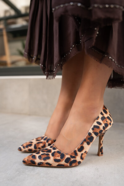 LAMİNTA Relly Leopard Suede Women's Heeled Shoes