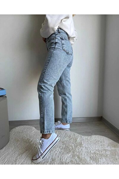 JAXEN Maria Gold Pantaloni de damă albastru Karyıkama talie înaltă material e...