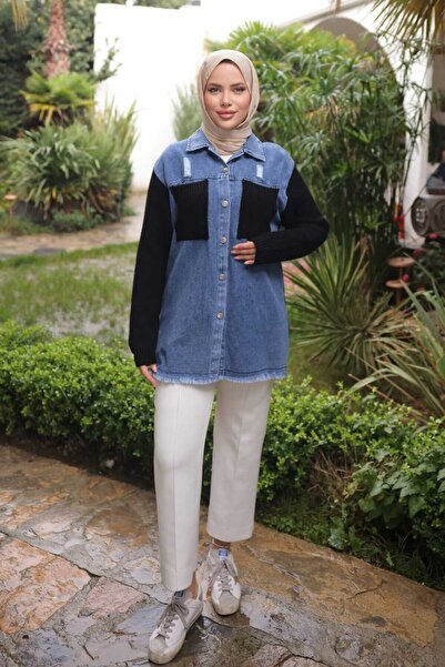 Asya Karen Franga Pocket Knitwear Jeans Cardigan