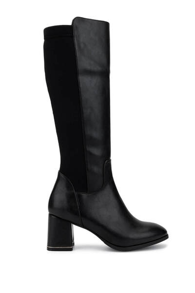 Tamer Tanca Women's Faux Leather Black Heeled Boots
