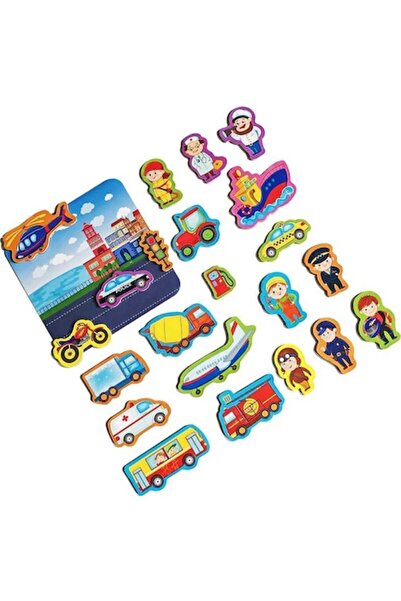 Roter Kafer Set magnetic vehicule cu tablă magnetică, 22 piese - RK2090-04