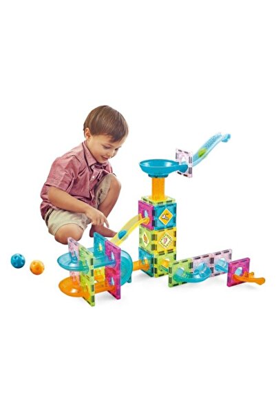 Moni Set 64 piese magnetice colorate, Magnetic Blocks, Varsta 3+ Ani