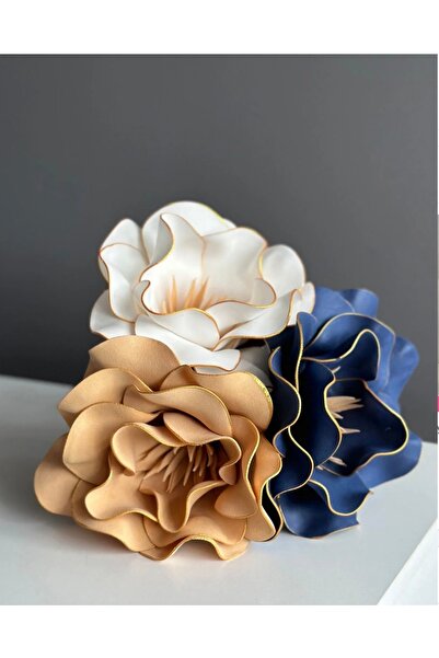 nesshomeeart Dekoratif Lüks Lateks Çiçek 3 Adet (Vazo Hariç)