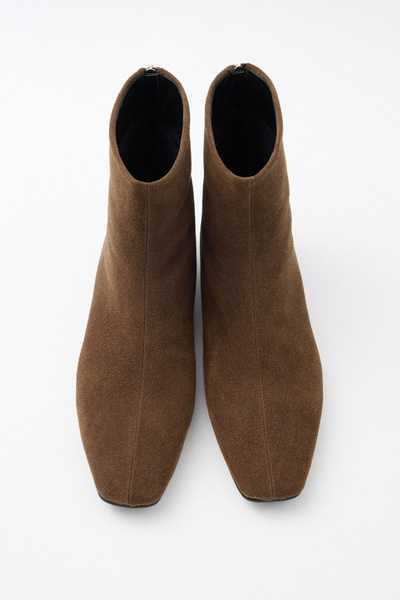 LUTVELIZADE Bot 2520 - Küt Burun Arka Fermuarlı Acı Kahve Süet Kadın Bot