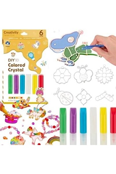 MAKSIK Set de artă cu cristale, Maksik, 6 tuburi de lipici, 6 șabloane, multi...