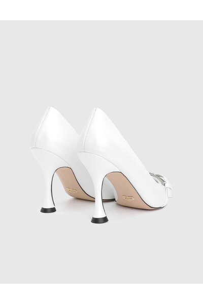İLVİ Puerto Genuine Leather White Women's Heeled Shoes