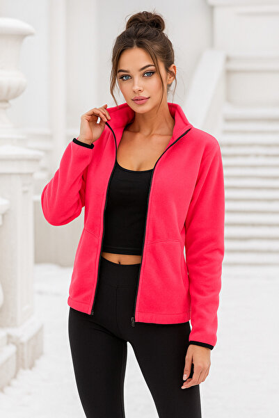 Rich Women's Full Zip Double Pocket Winter Fleece Cardigan