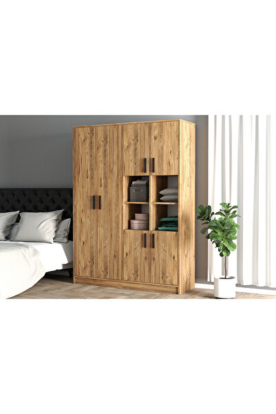 Remaks Zeren 6 Kapaklı Raflı Gardırop - Atlantik Çam