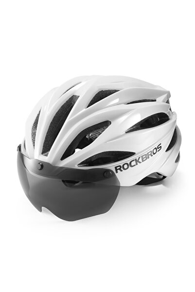 Other Kask roweroy z szybką odpinanymi okularami z filtre UV unisex - biały