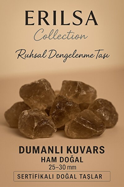 Erilsa Sertifikalı Dumanlı Kuvars Taşı Kütle 25–30 mm Ham Doğal – Ruhsal Deng...