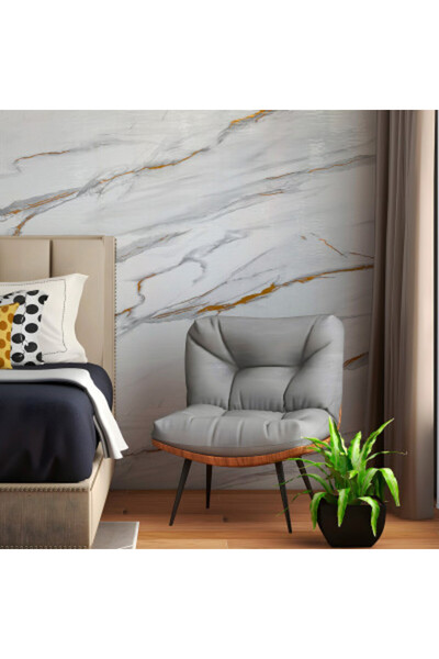 MallDeco Autocolant de perete în stil marmoră, gri deschis-auriu, 280cm x 120cm