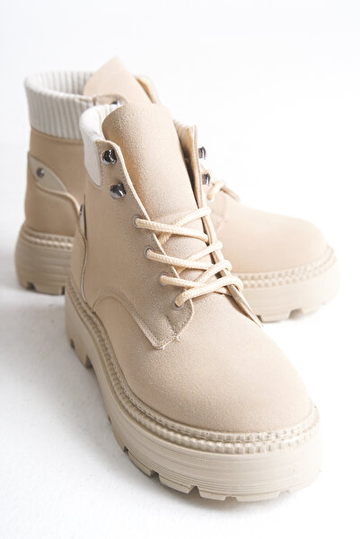 Solo Bag Жіночі ботинки нового сезону з прямими шнурками та еластичною бежевою замшевою підошвою, зручні для щоденного носіння