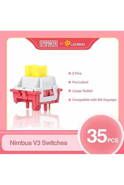 Epomaker x LEOBOG Nimbus V3 Keyboard Switches, 35 pcs, 34gf Linear, Factory Lubed, 5-pin, POM Stem