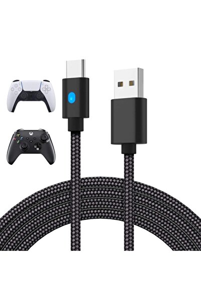 KASTWAVE كابل شحن سريع USB Type-C، مضفر بطول 3 أمتار مع مؤشر LED