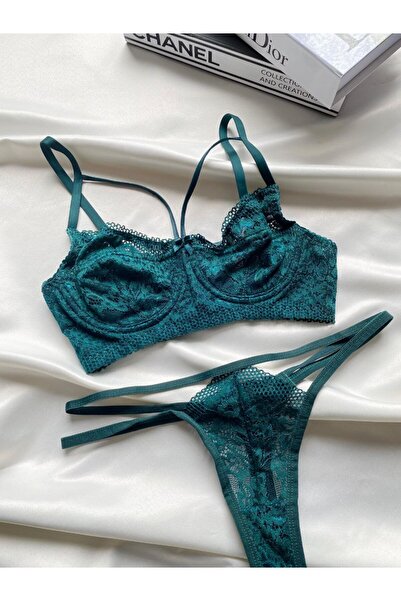 LilaLingerie Red Lace Lingerie Set Lace Bra Thong Set New Year's Red Lace