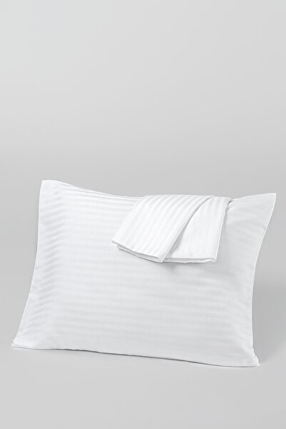 Taç Hotel Concept Striped 100% Cotton Satin White Color 2-Piece Pillowcase