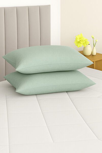 Bonny Home Vevra Green Solid Color 2-Piece Pillowcase Cotton Fabric Zippered