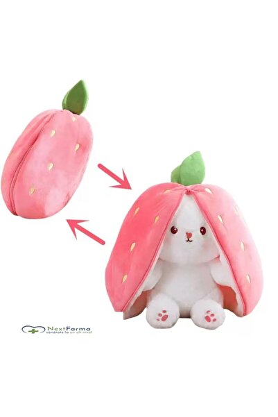 NextFarma Strawberry Bunny Plush Toy, Soft and Velvety, Size 35 cm, Pink, NextFarma®