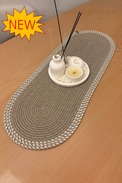 MaVaux Herakles American Service Handmade Cotton Natural Jute Knitted Patterned Runner 30X80