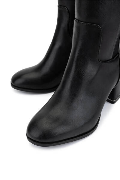 Tamer Tanca Kadın Suni Deri Siyah Topuklu Çizme
