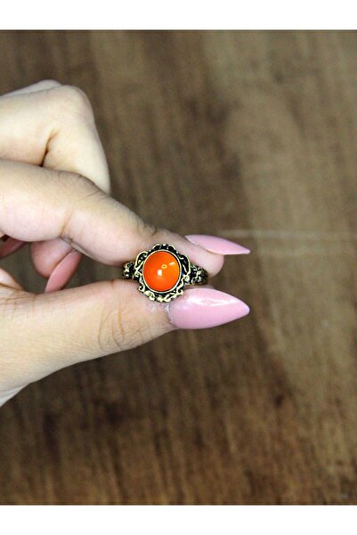esha Natural Stone Agate Round Natural Stone Antique Model Women's Adjustable Ring Euy80A