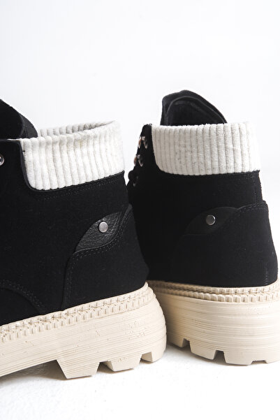 Solo Bag Жіночі черевики з плоскою шнурівкою та еластичною гумкою, чорні, з замші, зручні, для щоденного носіння